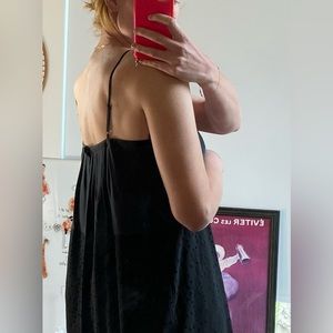 MADEWELL silk midi dress | black and navy shift / column /bag style | size 8